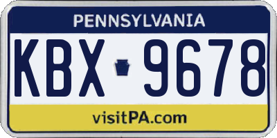PA license plate KBX9678