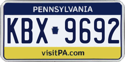 PA license plate KBX9692