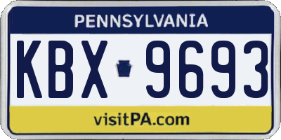 PA license plate KBX9693