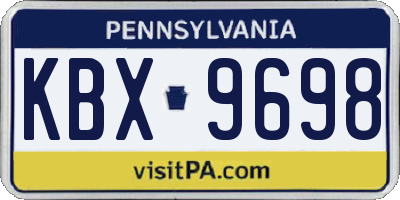 PA license plate KBX9698