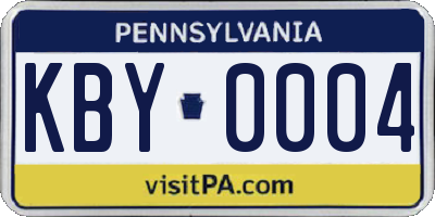 PA license plate KBY0004