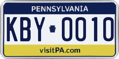 PA license plate KBY0010