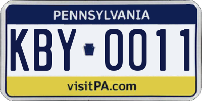PA license plate KBY0011