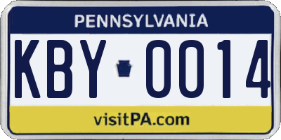 PA license plate KBY0014