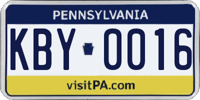 PA license plate KBY0016