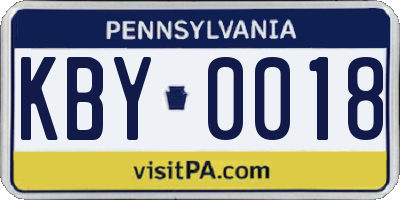 PA license plate KBY0018