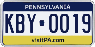 PA license plate KBY0019