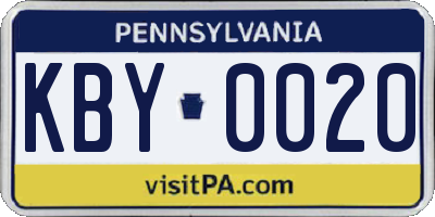 PA license plate KBY0020
