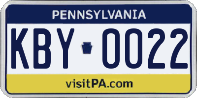 PA license plate KBY0022