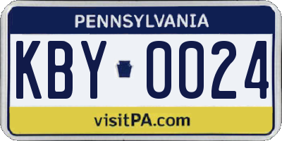 PA license plate KBY0024