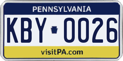 PA license plate KBY0026
