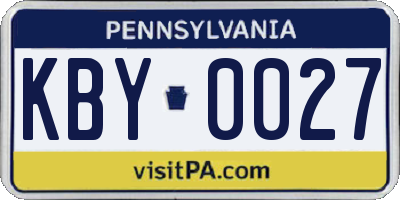 PA license plate KBY0027