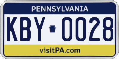 PA license plate KBY0028