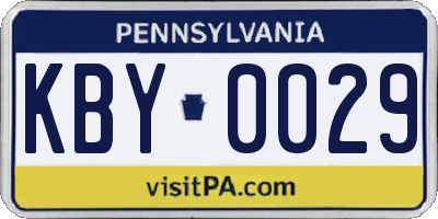 PA license plate KBY0029