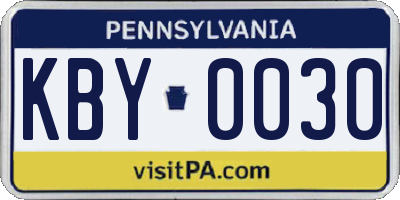 PA license plate KBY0030