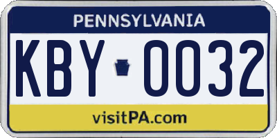 PA license plate KBY0032