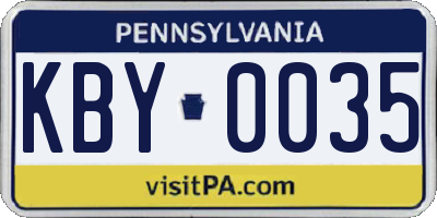 PA license plate KBY0035