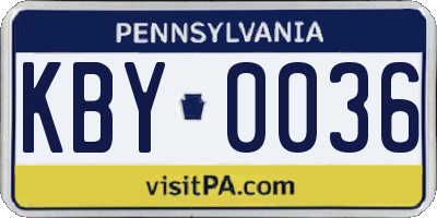 PA license plate KBY0036