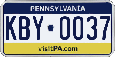 PA license plate KBY0037