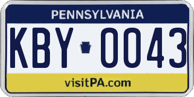 PA license plate KBY0043