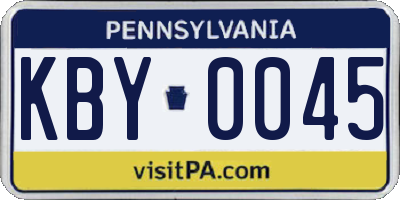 PA license plate KBY0045