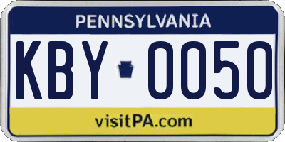 PA license plate KBY0050