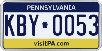 PA license plate KBY0053