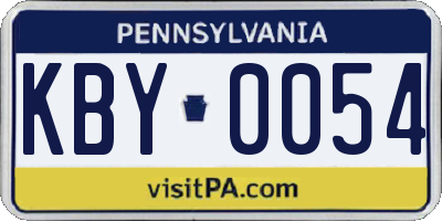 PA license plate KBY0054