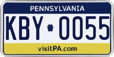 PA license plate KBY0055