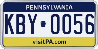 PA license plate KBY0056
