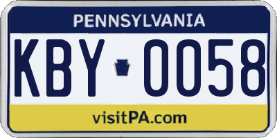 PA license plate KBY0058