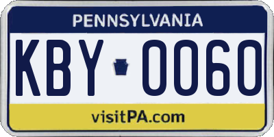PA license plate KBY0060