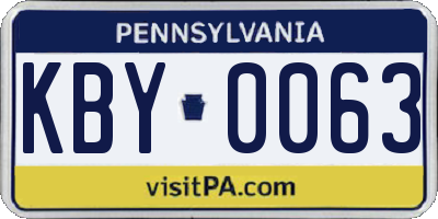 PA license plate KBY0063