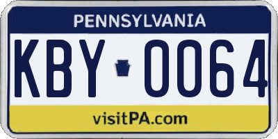 PA license plate KBY0064