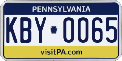 PA license plate KBY0065