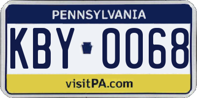 PA license plate KBY0068