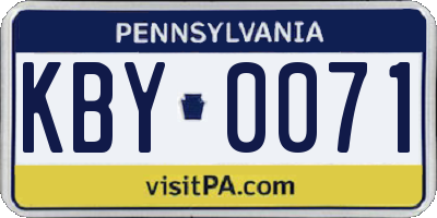 PA license plate KBY0071