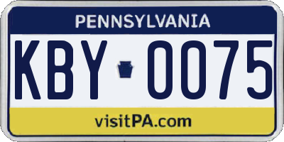 PA license plate KBY0075