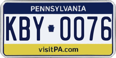 PA license plate KBY0076
