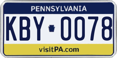 PA license plate KBY0078