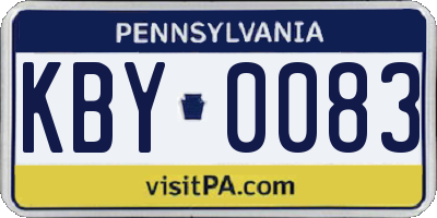 PA license plate KBY0083