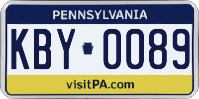 PA license plate KBY0089