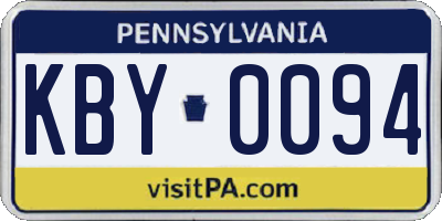 PA license plate KBY0094