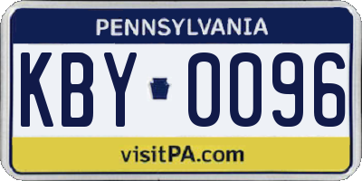 PA license plate KBY0096