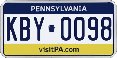 PA license plate KBY0098