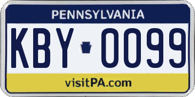 PA license plate KBY0099