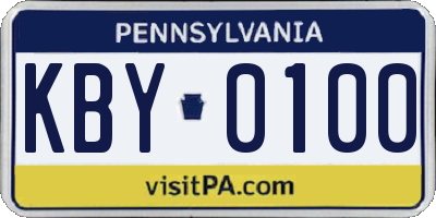 PA license plate KBY0100