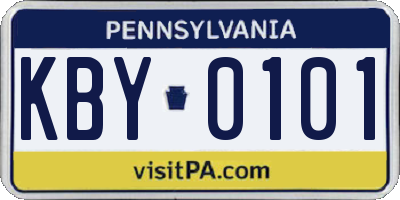PA license plate KBY0101