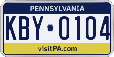 PA license plate KBY0104