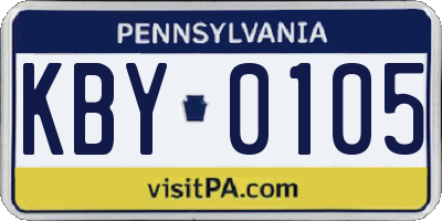 PA license plate KBY0105